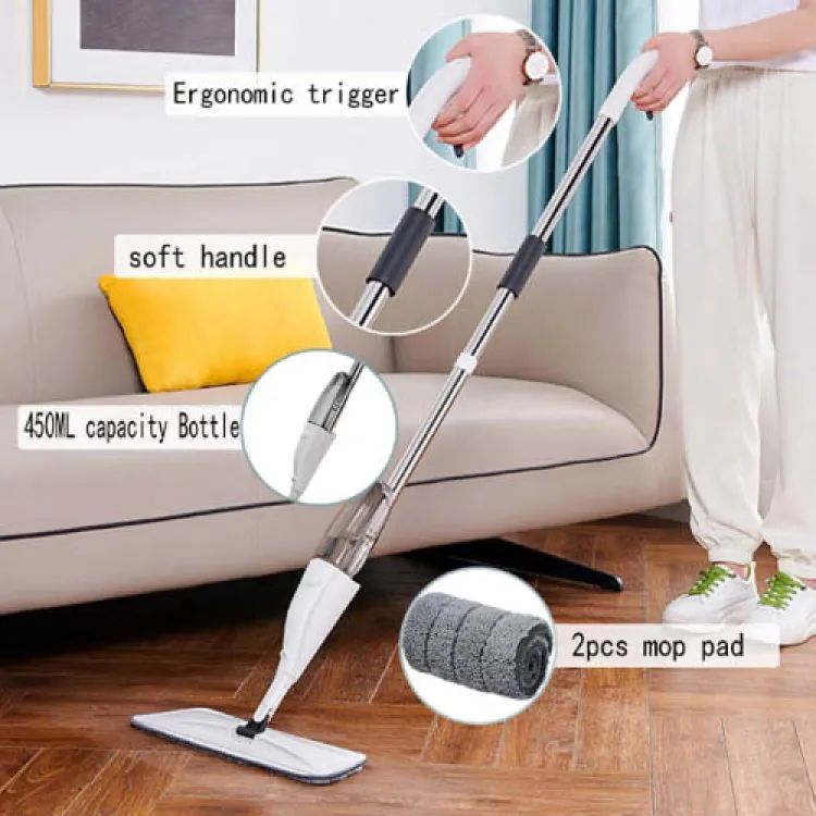 Water Spray Mop Flat Spray Mop Microfiber Spray Mop Floor Cleaning Easy to Fill and Refill Machine Washable Mop 360 Degree Spray Multi Surface Spray M - Oshi.pk - Buy & Sell Online