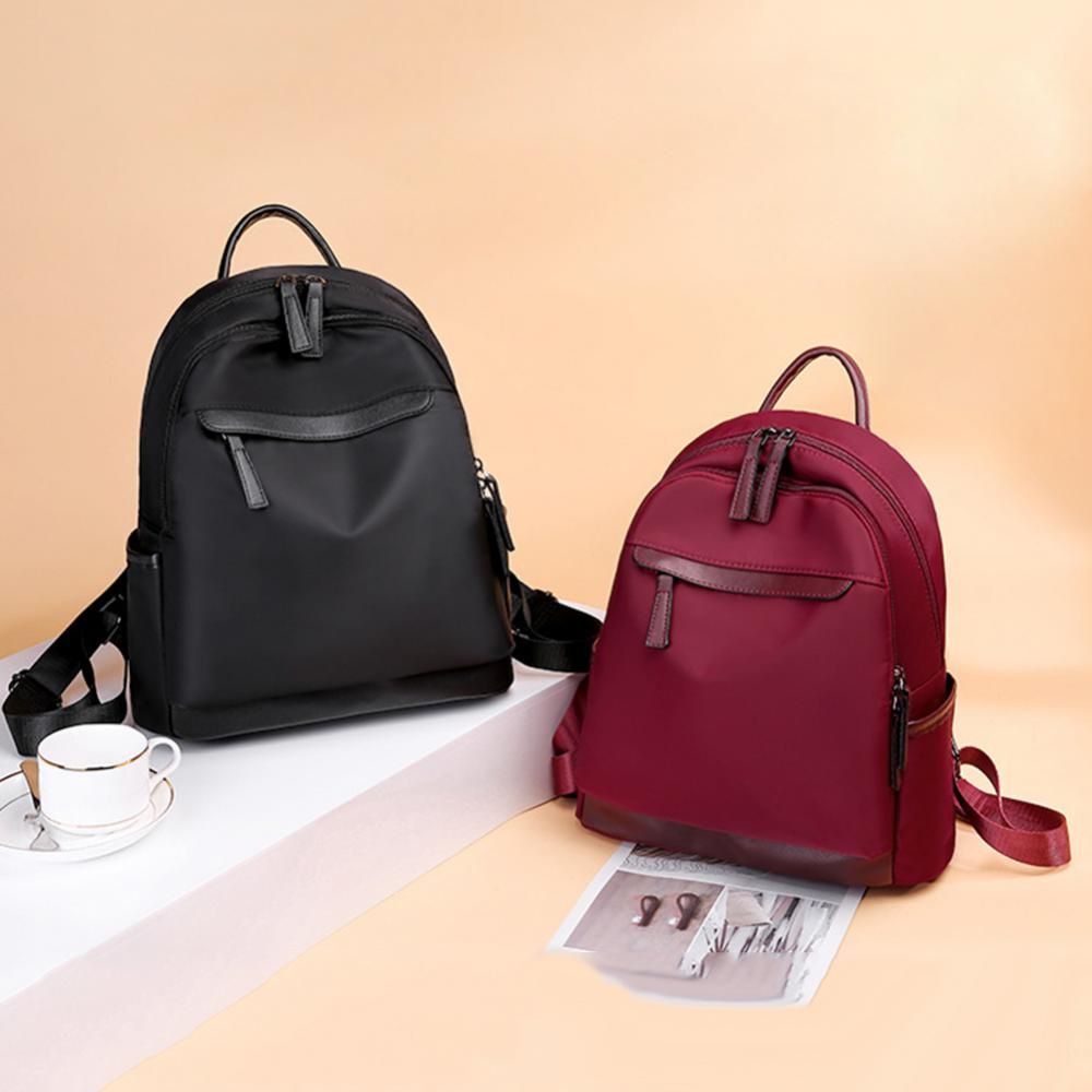 waterproof and durable solid color double zipper casual fashion backpack school bag bag with headphone jack - Oshi.pk - Buy & Sell Online