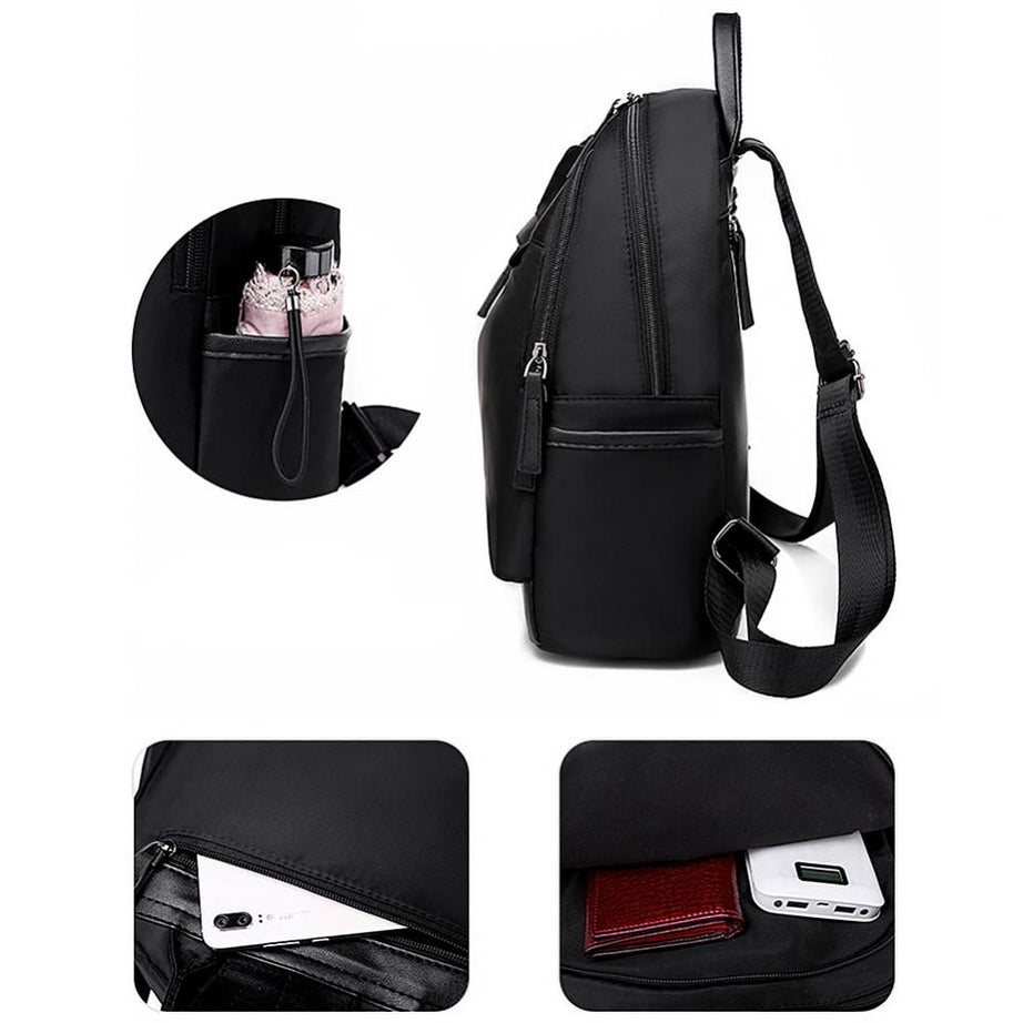 waterproof and durable solid color double zipper casual fashion backpack school bag bag with headphone jack - Oshi.pk - Buy & Sell Online