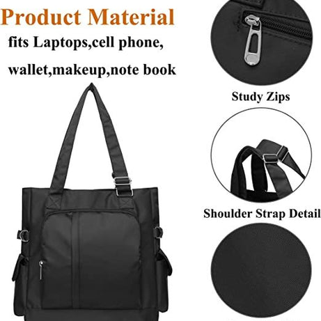 Waterproof Nylon Multi Pocket Shoulder Bags For Women, black