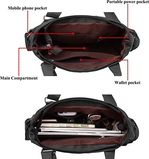 Waterproof Nylon Multi Pocket Shoulder Bags For Women, black - Oshi.pk - Buy & Sell Online