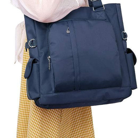 Waterproof Nylon Multi Pocket Shoulder Bags For Women, blue