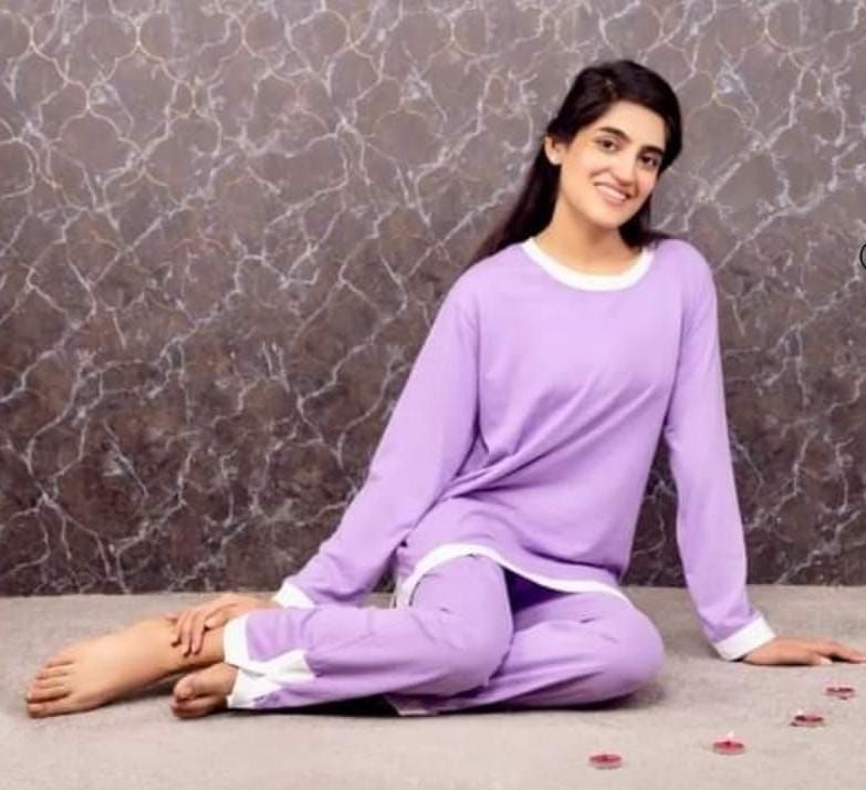 Plain with White Patti Night Dress Full Sleeves Night Dress by Hk Outfits - Oshi.pk - Buy & Sell Online