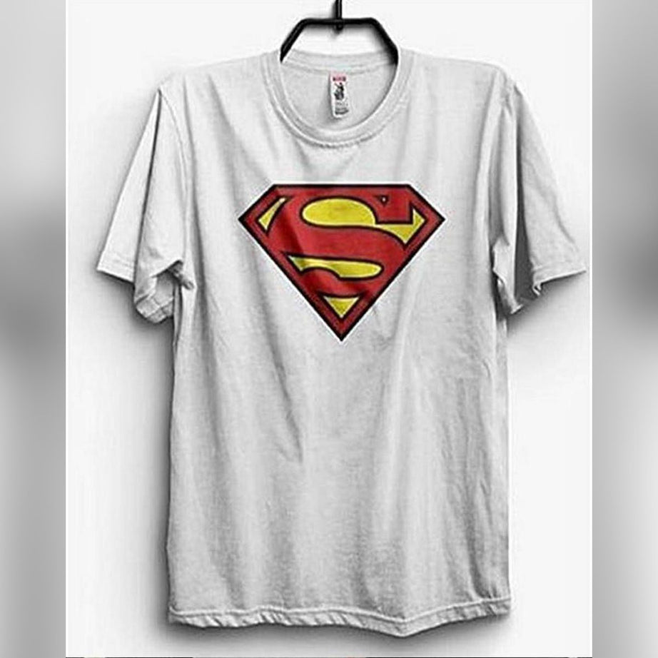 White Superman logo Printed summer cotton T-Shirt for Men - Oshi.pk - Buy & Sell Online