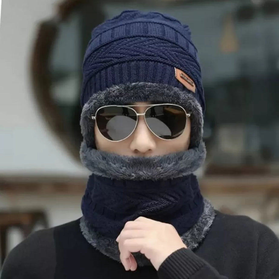Winter Beanie Hats Scarf Set Warm Knit Hat Thick Fleece Lined Slouchy Cap Neck Warmer for Men Women - Oshi.pk - Buy & Sell Online