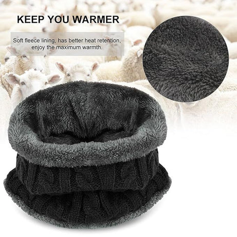 Winter Beanie Hats Scarf Set Warm Knit Hat Thick Fleece Lined Slouchy Cap Neck Warmer for Men Women - Oshi.pk - Buy & Sell Online