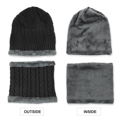 Winter Beanie Hats Scarf Set Warm Knit Hat Thick Fleece Lined Slouchy Cap Neck Warmer for Men Women - Oshi.pk - Buy & Sell Online