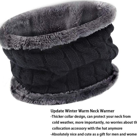 Winter Beanie Scarf Set Warm Knitted Hat Thick Fleece Lining Winter Hat Neck Warm Clothing for Men & Women - Oshi.pk - Buy & Sell Online