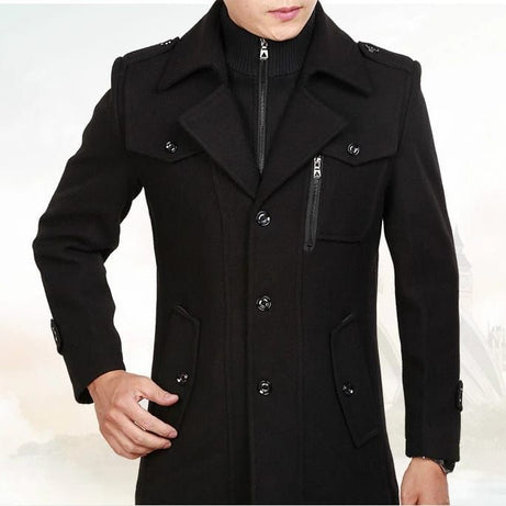 Winter Black Button Trench Coat For Men - Oshi.pk - Buy & Sell Online