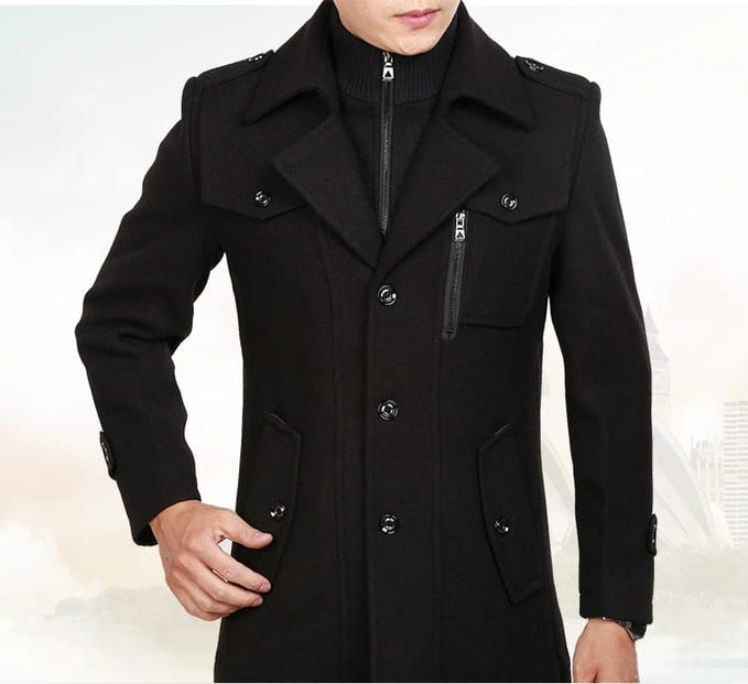 Winter Black Button Trench Coat For Men - Oshi.pk - Buy & Sell Online