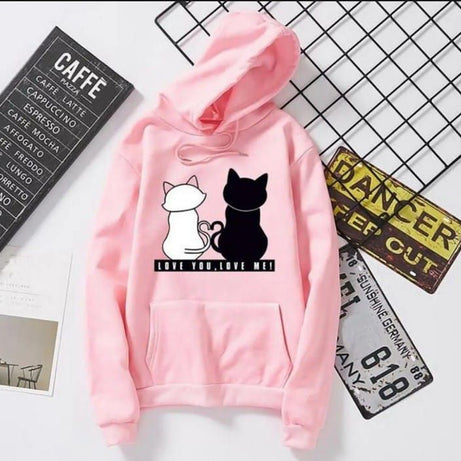 Winter Wear Stylish Hoodie for Girls and Women Cute cat printed - Oshi.pk - Buy & Sell Online