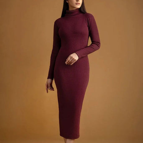 Wintsfield Highneck Bodycon Dress (Maroon)