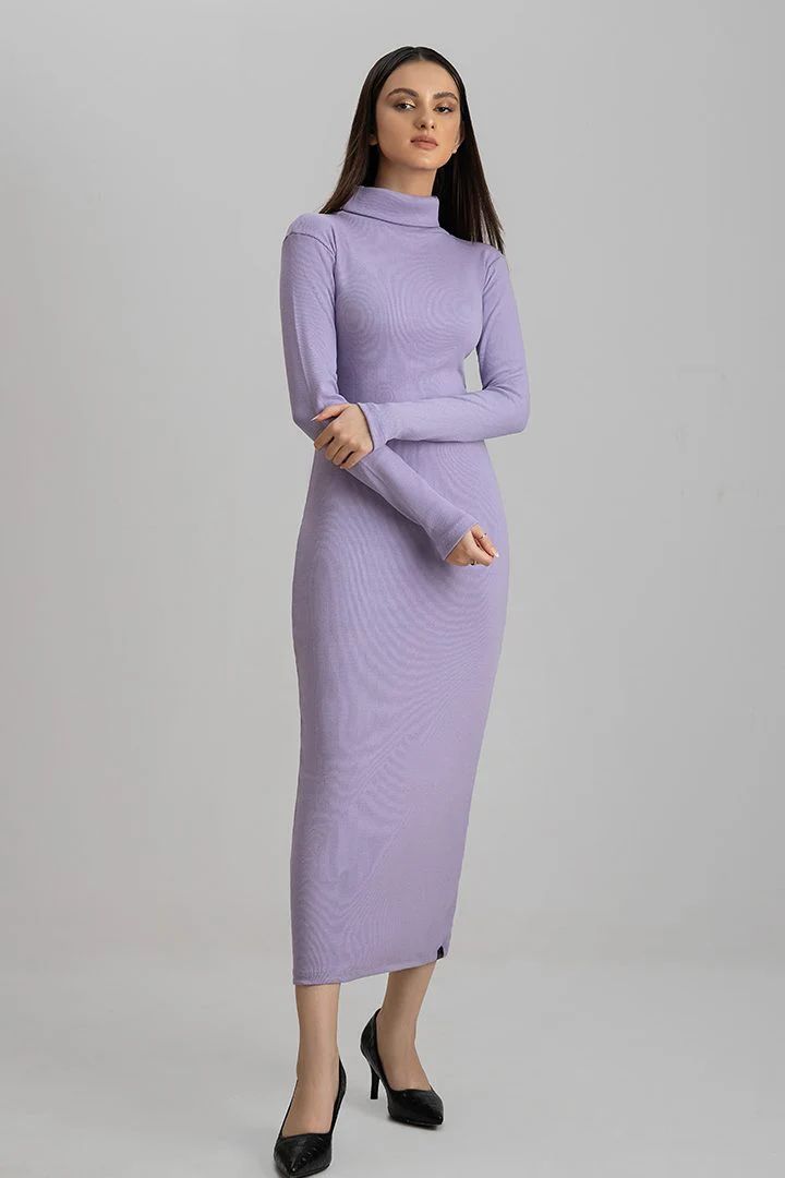 Wintsfield Highneck Bodycon Dress (Lavender) - Oshi.pk - Buy & Sell Online