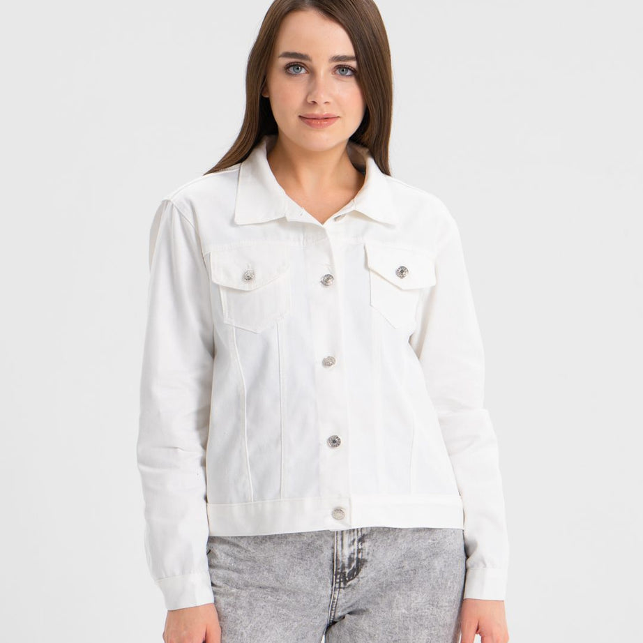 Wintsfield White Stretch Denim Jacket - Oshi.pk - Buy & Sell Online