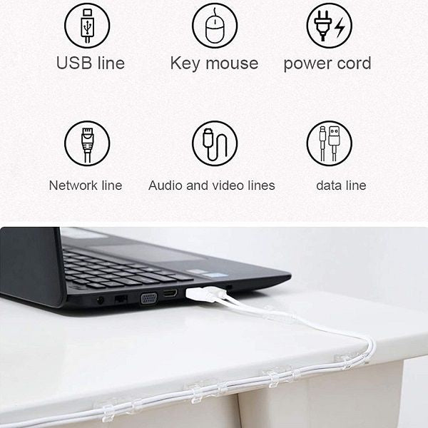 Wire Cable Clip Desktop Cord Hook with 3M Foam Pack of 20 - Oshi.pk - Buy & Sell Online