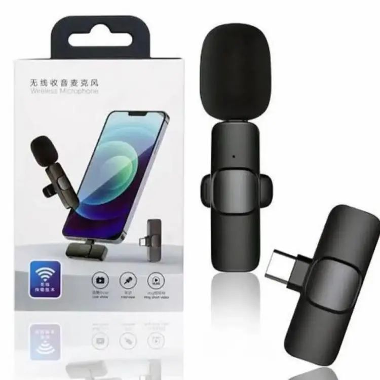 Wireless MIC K8 MICROPHONE Vlogging Mic With Microphone Accessories Video For Type C Android, IOS Lightining & 3.5mm Jack - Oshi.pk - Buy & Sell Online
