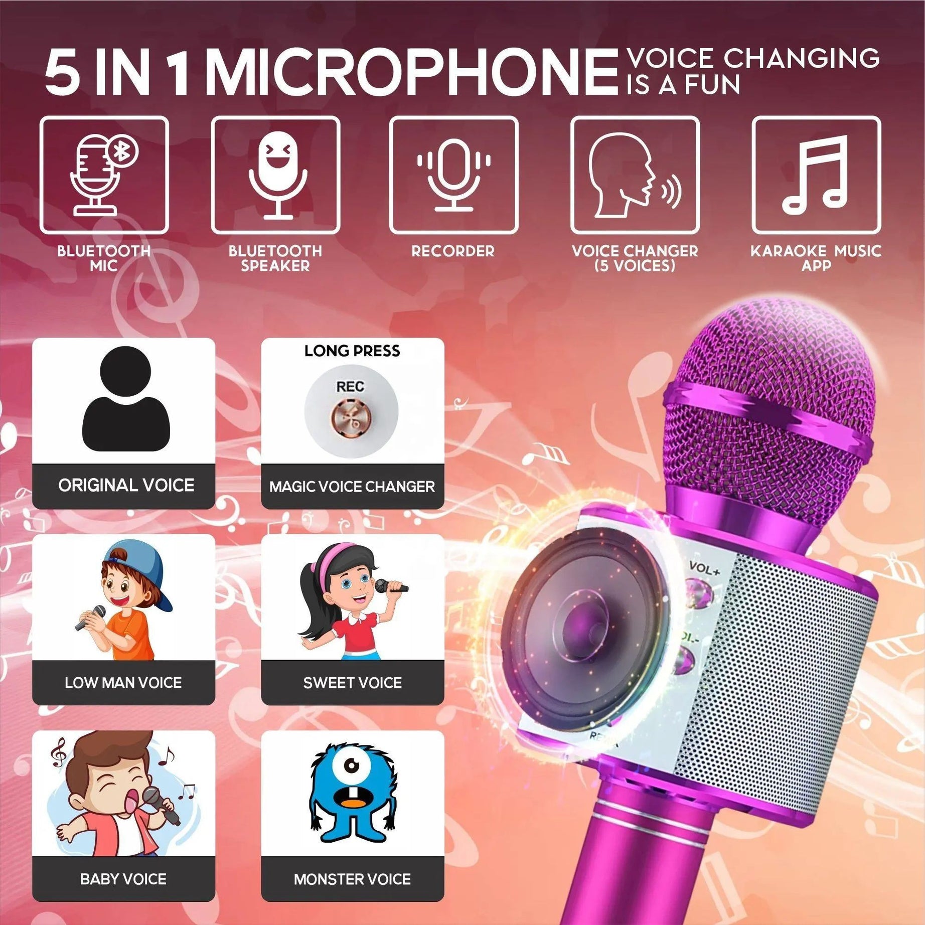 Wireless Microphone,Bluetooth Can Connect Many Devices With Speaker Rechargeable Portable Mic For Family Party - Oshi.pk - Buy & Sell Online