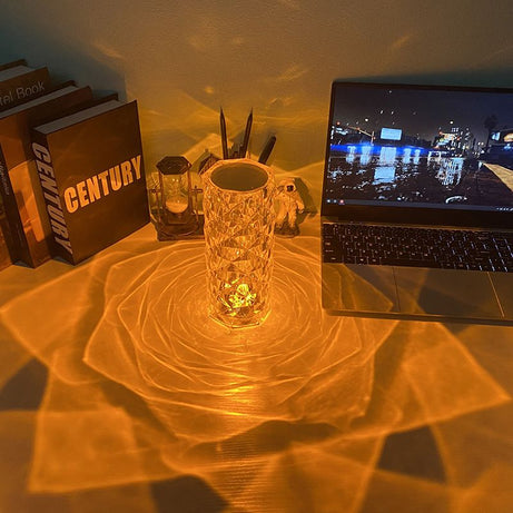 LED Crystal Lamp Rose Crystal Diamond Table Lamp Acrylic Touch Atmosphere Light 16 Colors Fantasy Night Light Six-Speed Dimming C - Oshi.pk - Buy & Sell Online
