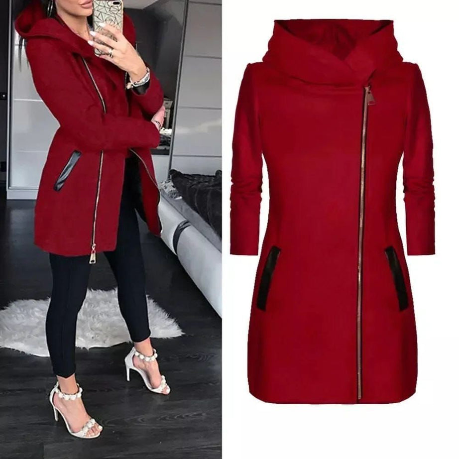 Women Long Leather Patch Side Zipper Jacket For Her. - Oshi.pk - Buy & Sell Online
