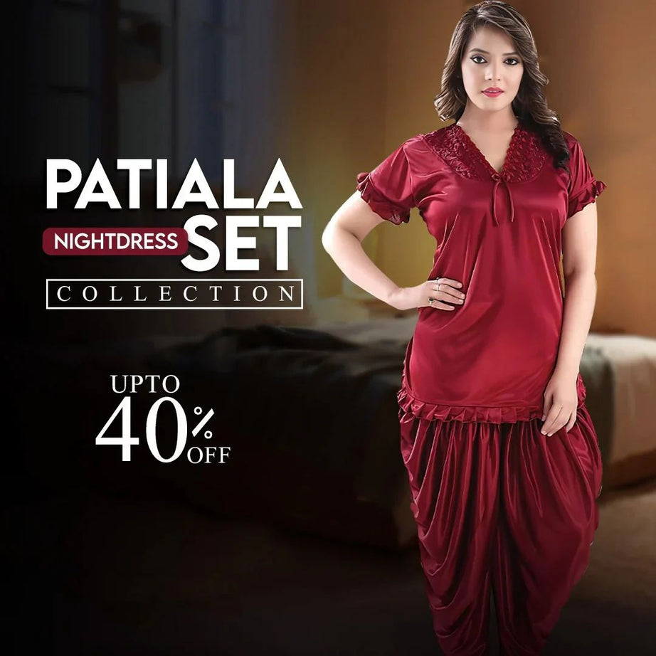 Women Patiala Nightdress Set - Maroon - Oshi.pk - Buy & Sell Online