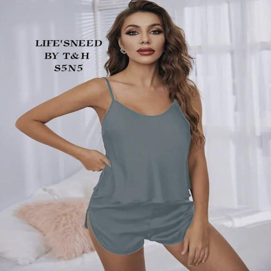 Women Sexy Satin Pajamas Sets Short Sling Top with Cami Shorts - Oshi.pk - Buy & Sell Online