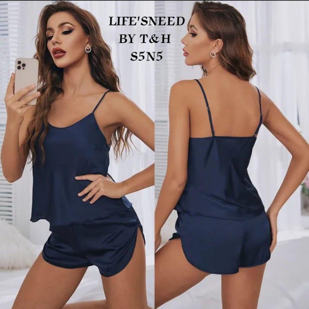 Women Sexy Satin Pajamas Sets Short Sling Top with Cami Shorts - Oshi.pk - Buy & Sell Online