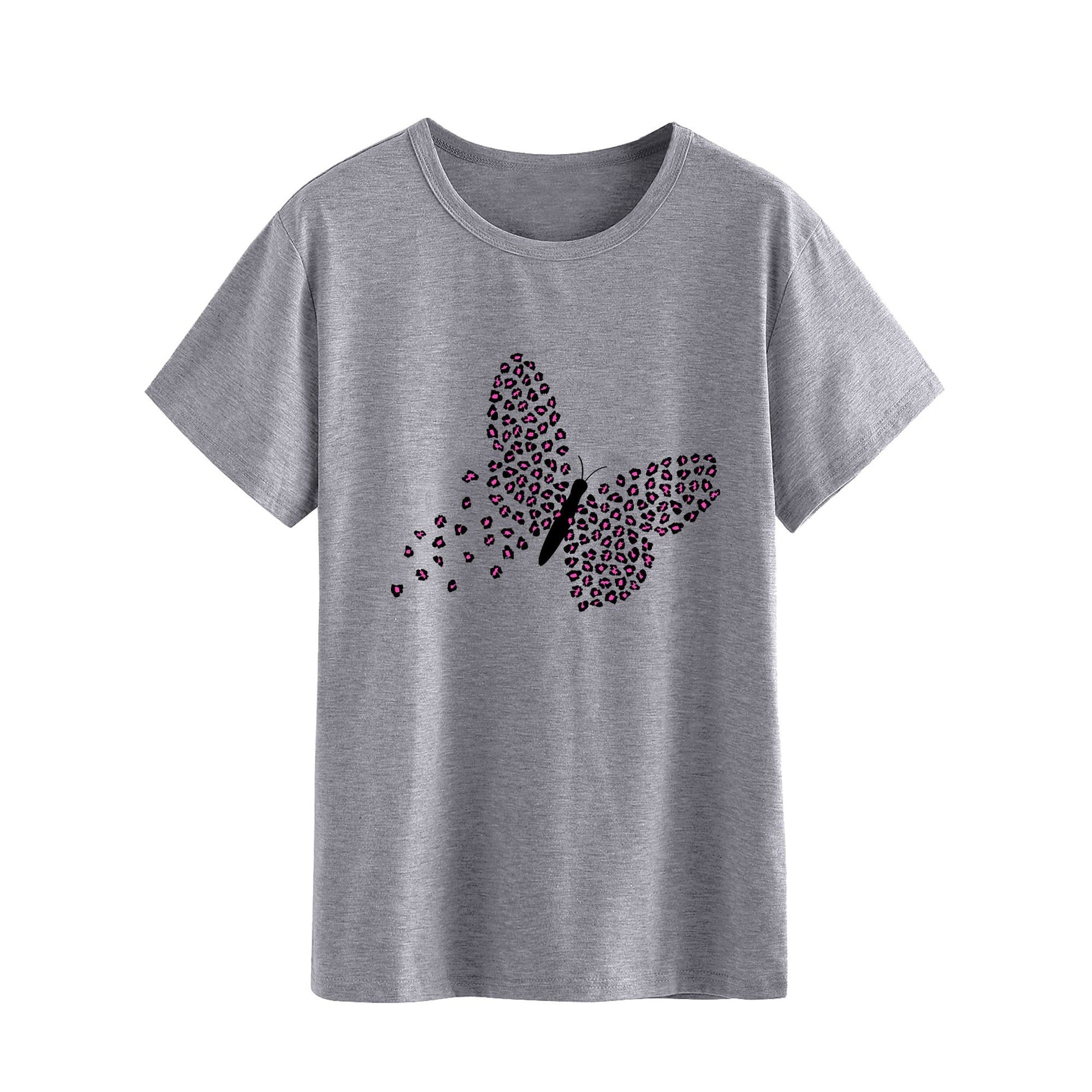 Women Short Sleeve Butterfly Print Crew Neck Graphic Tee - Oshi.pk - Buy & Sell Online