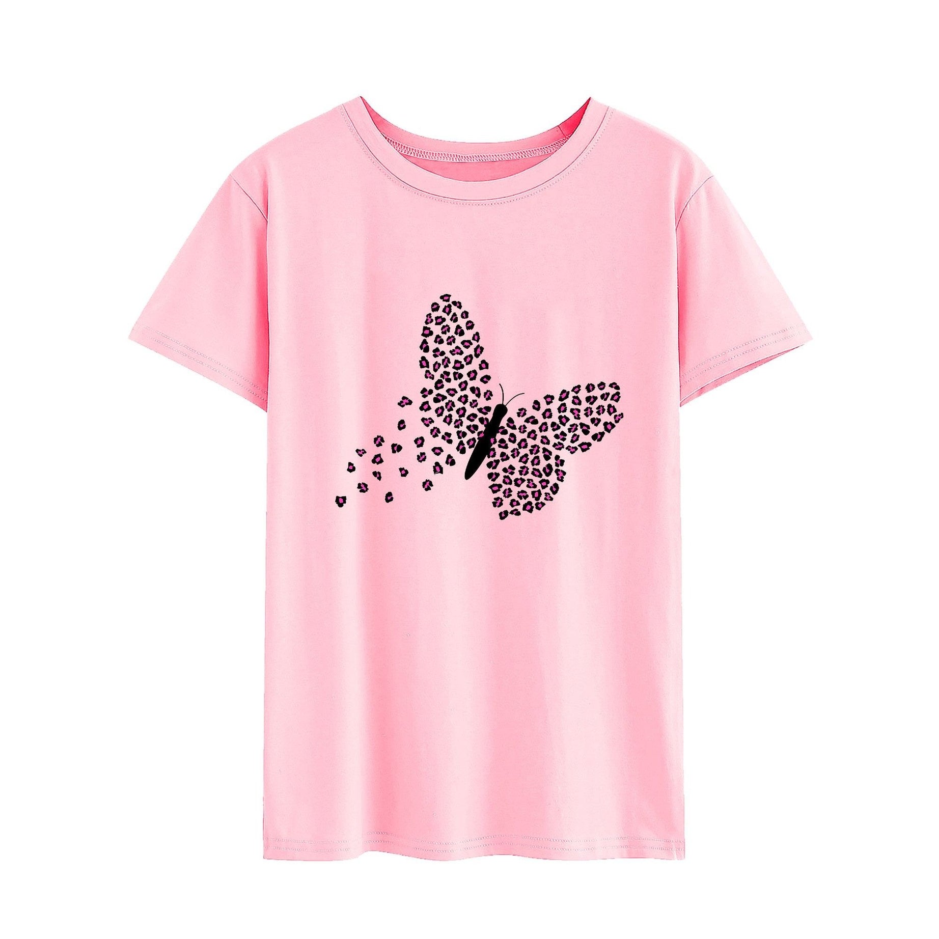 Women Short Sleeve Butterfly Print Crew Neck Graphic Tee - Oshi.pk - Buy & Sell Online