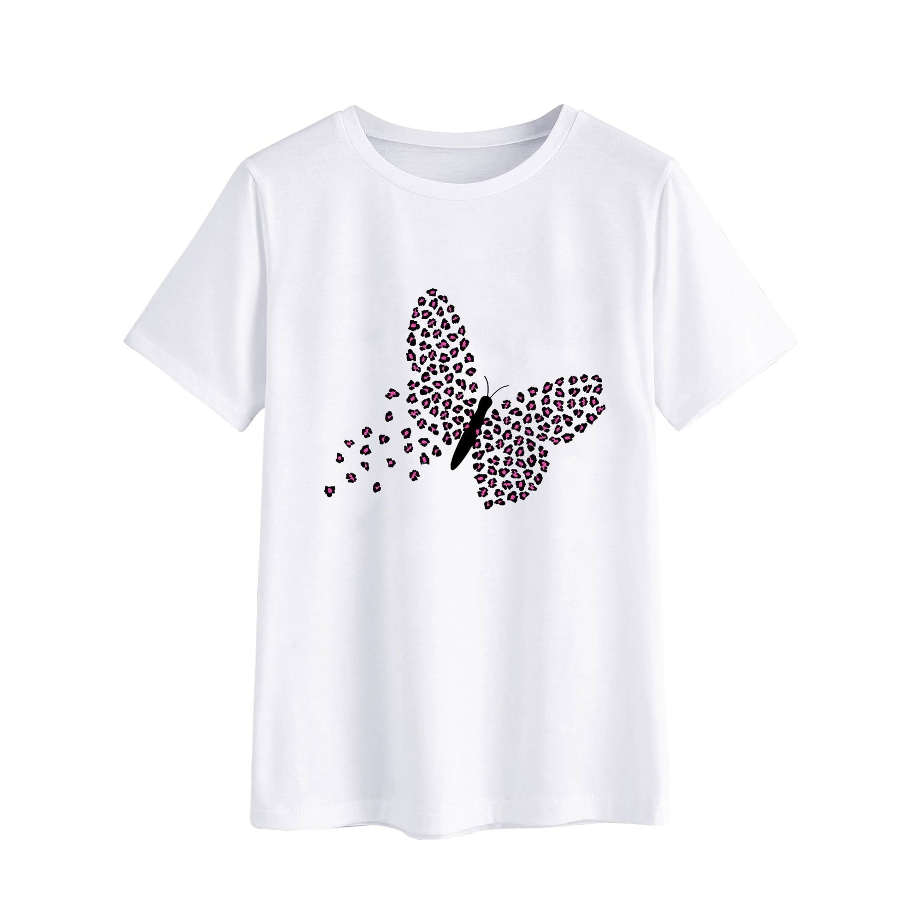 Women Short Sleeve Butterfly Print Crew Neck Graphic Tee - Oshi.pk - Buy & Sell Online