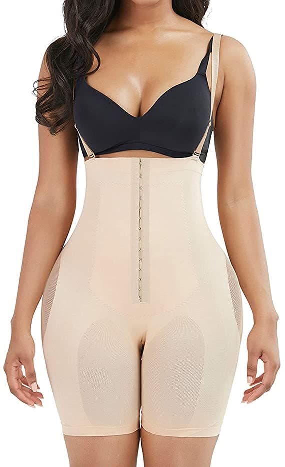Women Seamless Full Body Shapewear Tummy Control Butt Lifter Body Shaper Thigh Slimmer High Waist Bodysuit with Straps - Oshi.pk - Buy & Sell Online
