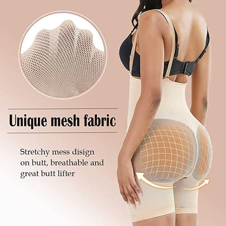 Women Seamless Full Body Shapewear Tummy Control Butt Lifter Body Shaper Thigh Slimmer High Waist Bodysuit with Straps - Oshi.pk - Buy & Sell Online