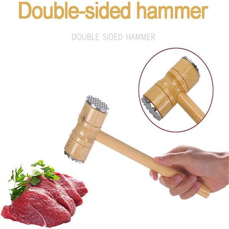 Wooden Meat Tenderizer Mallet Double Sided Aluminum Meat Hammer - Oshi.pk - Buy & Sell Online