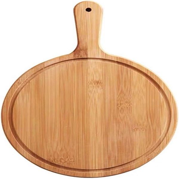 Wooden Pizza Board with Handle Round Baking Tray Pizza Stone Cutting Board Platter - Oshi.pk - Buy & Sell Online