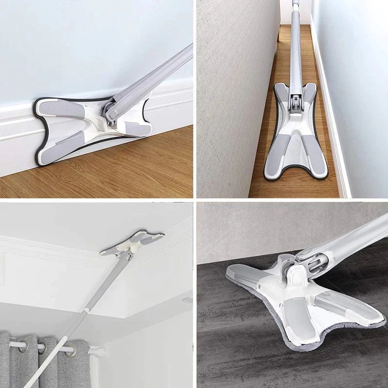 X-type 360 Cleaning Easy Rotating Mop for Washing Floor Magic Microfiber Cloth Flat Handle Dust Mop Pads Twist Head with Spin - Oshi.pk - Buy & Sell Online