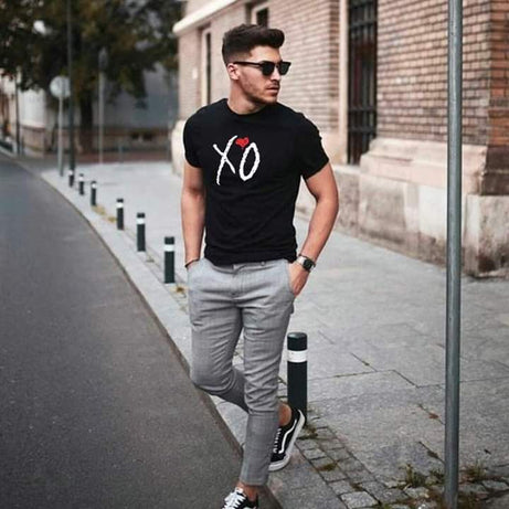 XO Printed Round Neck Black T Shirt For Men - Oshi.pk - Buy & Sell Online