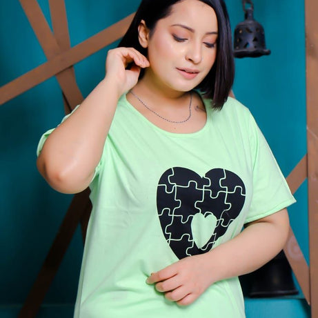 Big Heart with Dotted Style Pajama Half Sleeves Night Suit for her - Oshi.pk - Buy & Sell Online