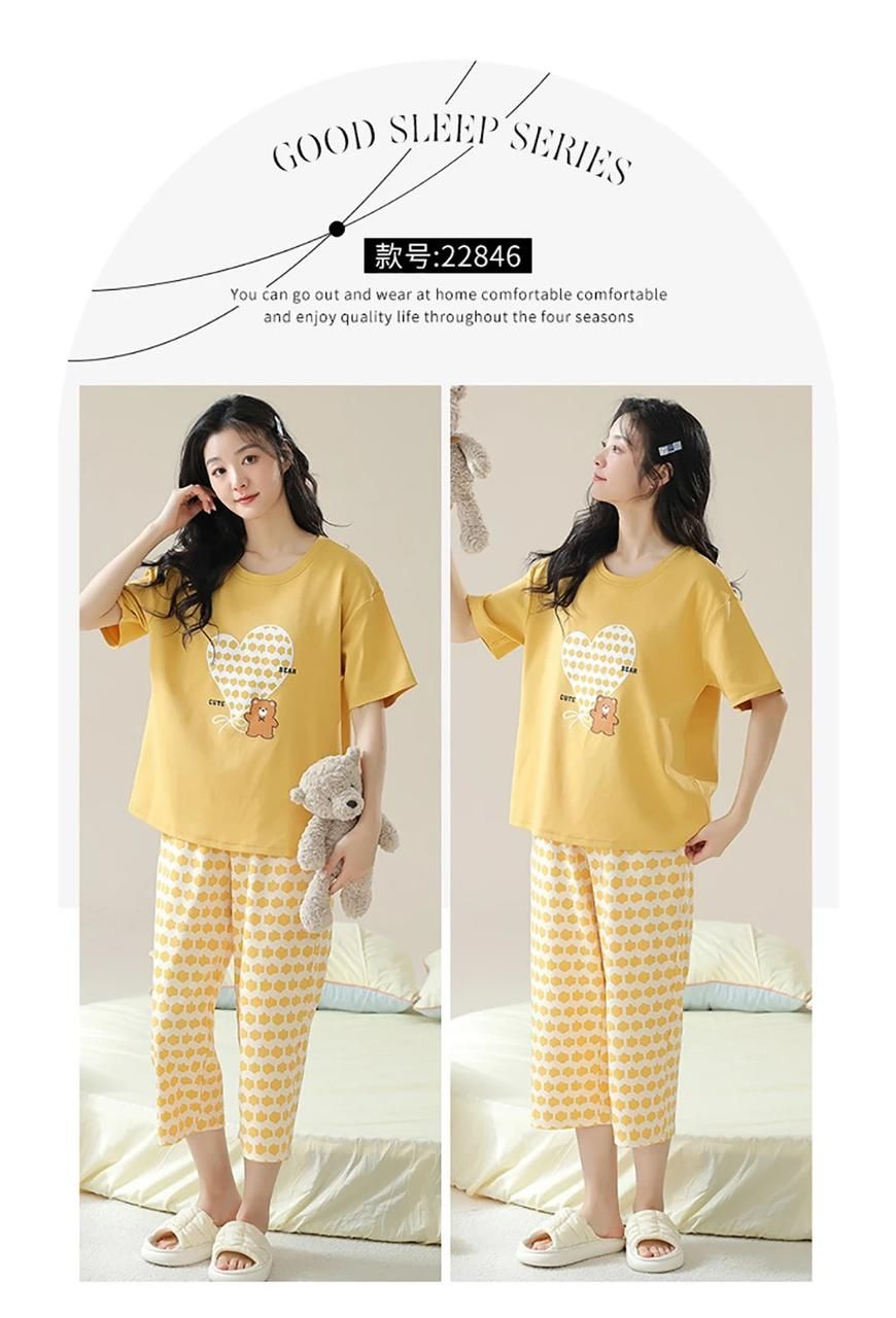 Yellow Heart Bear Printed Tshirt and Trouser For Her - Oshi.pk - Buy & Sell Online