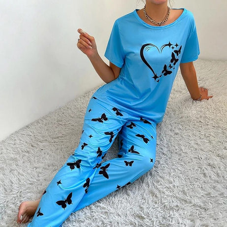 Sky Blue Mom Life Printed Half Sleeves Tshirt and Pajama Home Wear - Oshi.pk - Buy & Sell Online