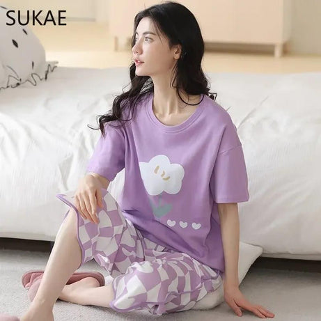 Purple Printed Tshirt and Trouser For Her - Oshi.pk - Buy & Sell Online