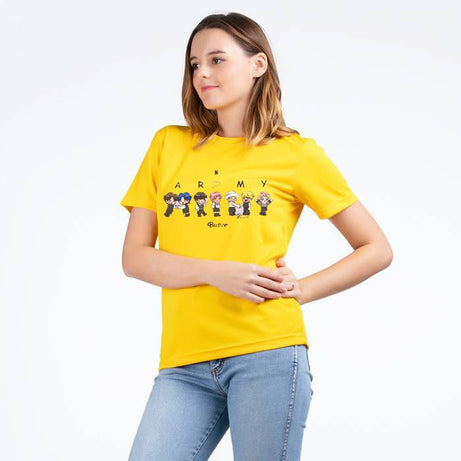 Yellow T Shirt for BTS army Summer collection in stylish New printed round neck half sleeves T shirt - Oshi.pk - Buy & Sell Online