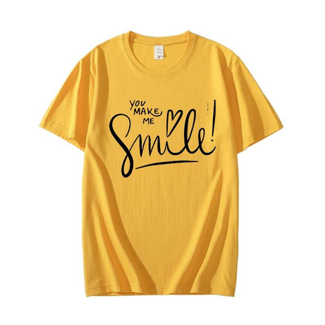 Yellow T Shirt For Girls new and stylish design smile Print Summer Wear Round Neck Half Sleeves Shirt - Oshi.pk - Buy & Sell Online