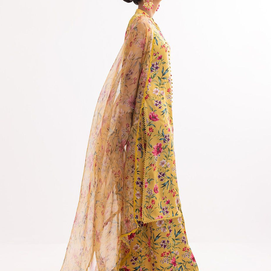 Zainab Chottani Digital Printed 3 PCS Women Unstitched Suit - Mustard - Oshi.pk - Buy & Sell Online