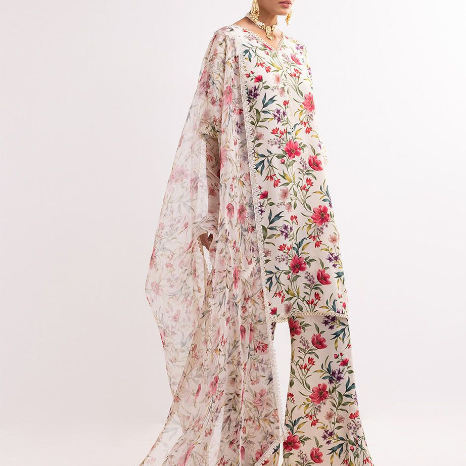 Zainab Chottani Digital Printed 3 PCS Women Unstitched Suit - Off White - Oshi.pk - Buy & Sell Online