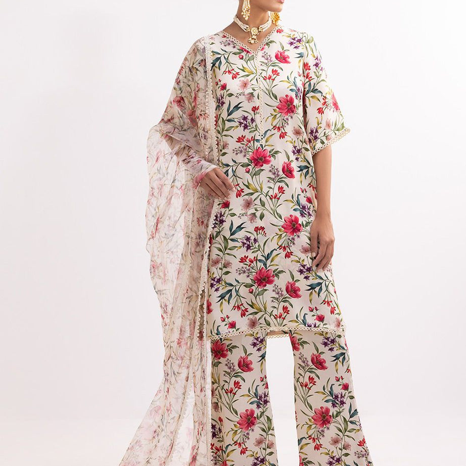 Zainab Chottani Digital Printed 3 PCS Women Unstitched Suit - Off White - Oshi.pk - Buy & Sell Online