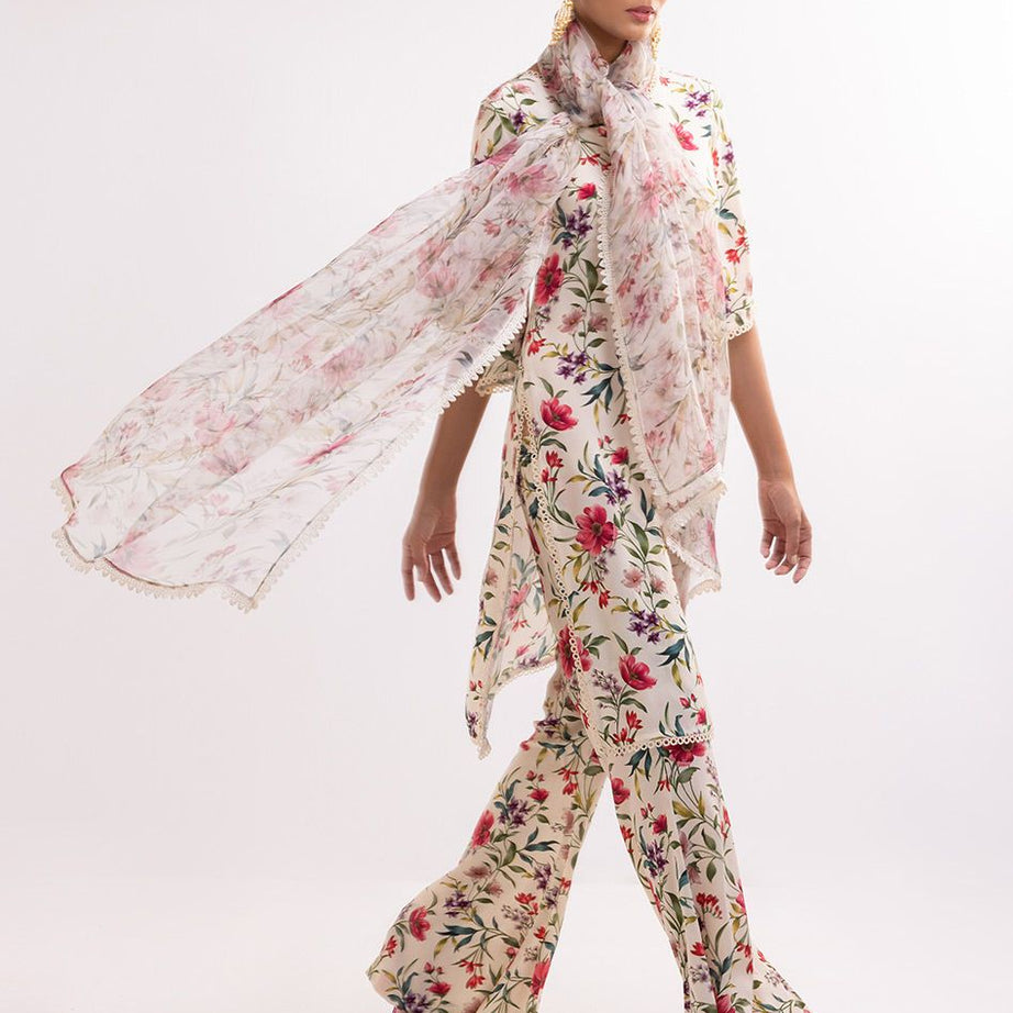 Zainab Chottani Digital Printed 3 PCS Women Unstitched Suit - Off White - Oshi.pk - Buy & Sell Online