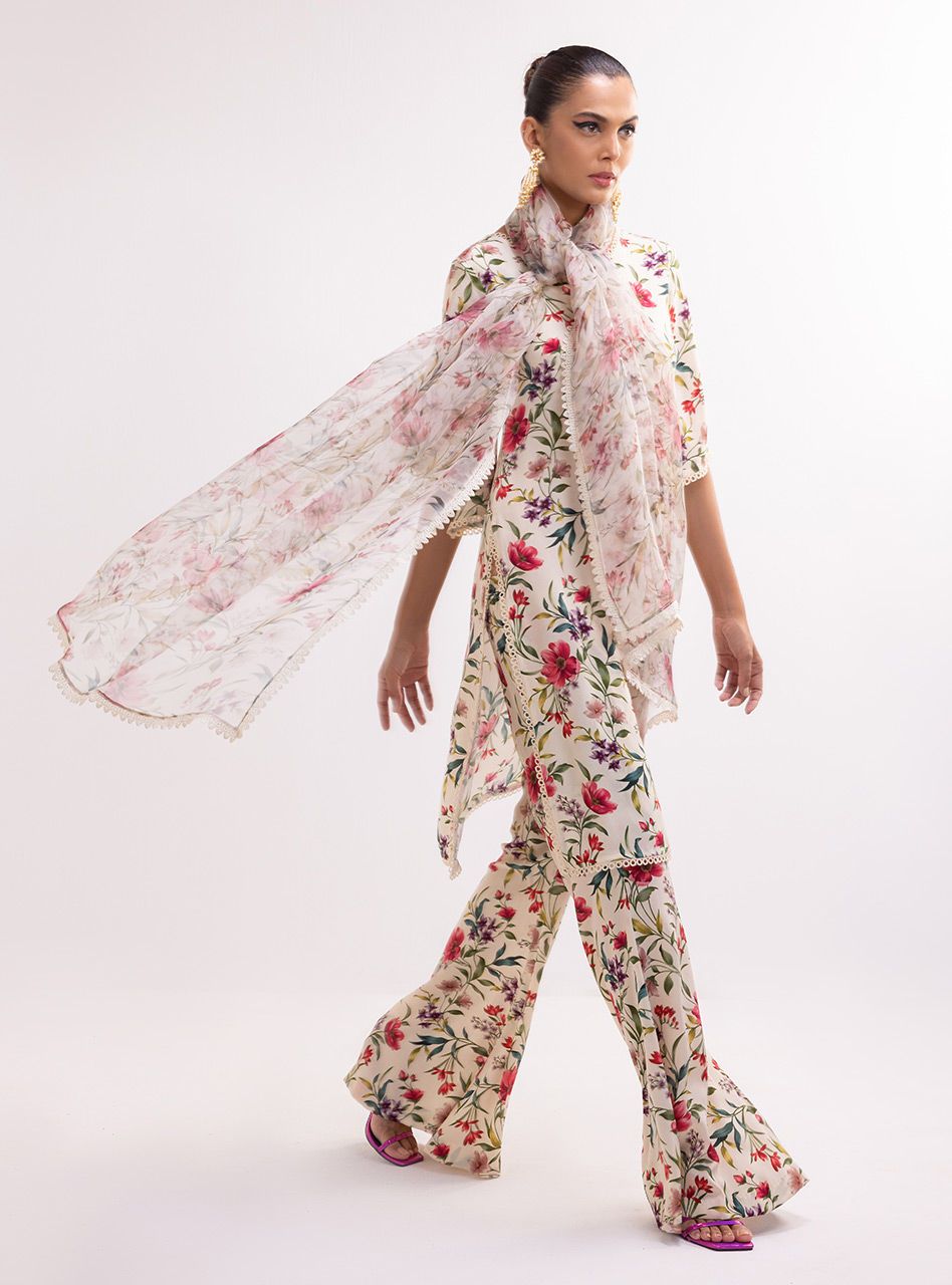 Zainab Chottani Digital Printed 3 PCS Women Unstitched Suit - Off White - Oshi.pk - Buy & Sell Online