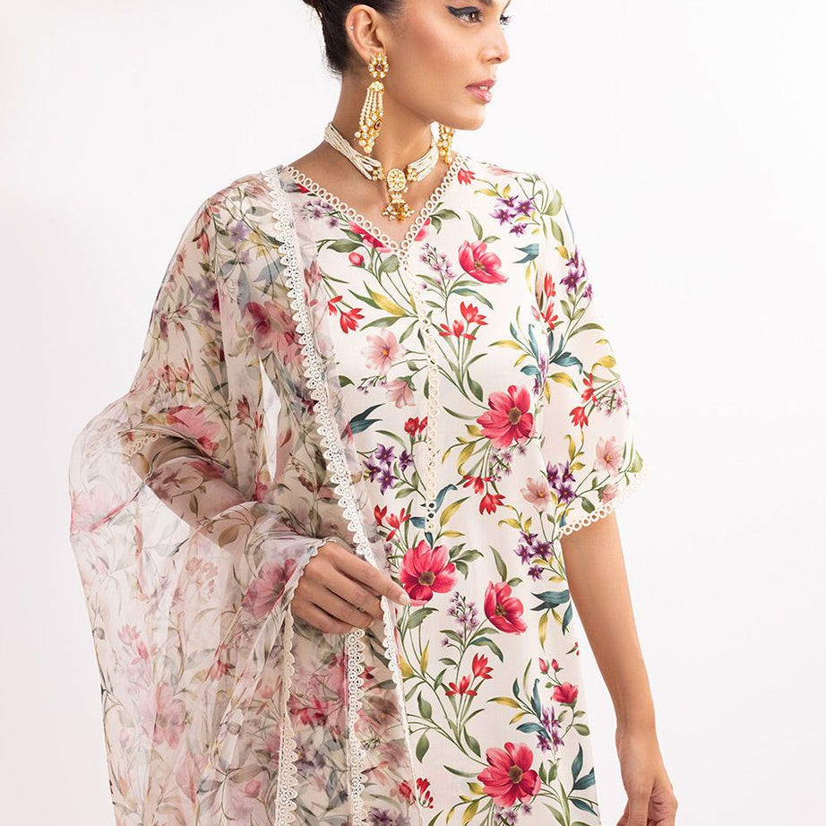 Zainab Chottani Digital Printed 3 PCS Women Unstitched Suit - Off White - Oshi.pk - Buy & Sell Online