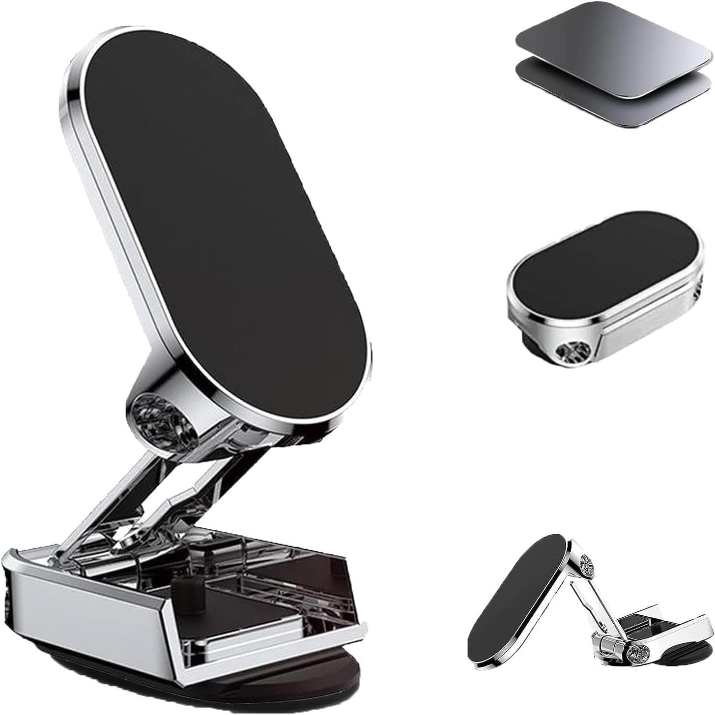 Zintore Phone Holder New Alloy Folding Magnetic Car Phone Holder 360Rotating Base Phone Mount Magnetic Adjustable Car Phone Holder Stand - Oshi.pk - Buy & Sell Online