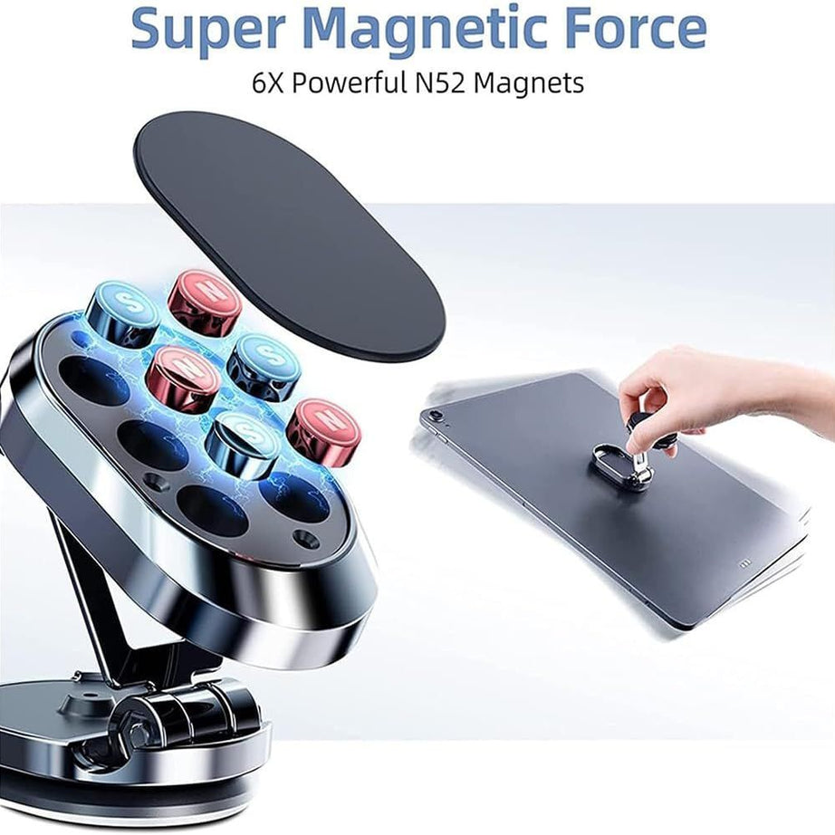 Zintore Phone Holder New Alloy Folding Magnetic Car Phone Holder 360Rotating Base Phone Mount Magnetic Adjustable Car Phone Holder Stand - Oshi.pk - Buy & Sell Online
