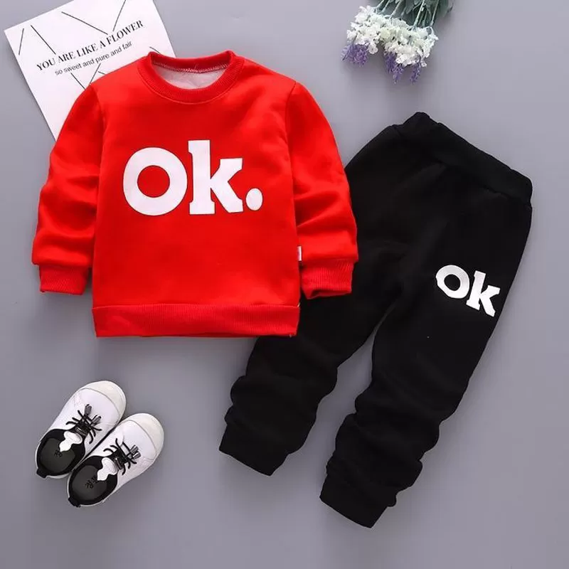 Buy Spring Fall Stylish Casual Red and Black OK Tracksuits For Kids at ...